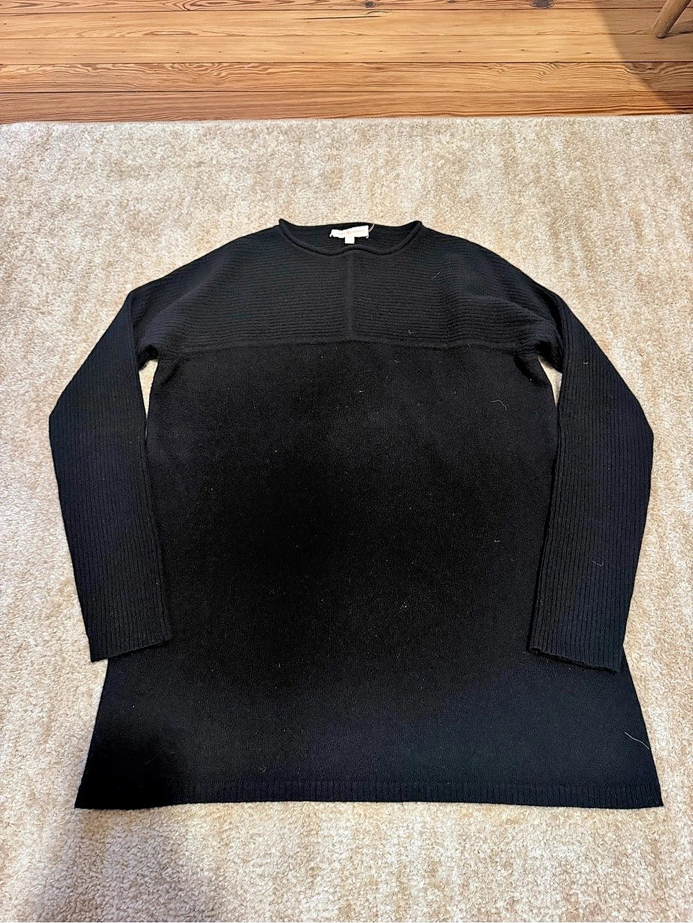 Tory Burch Cashmere Crewneck Tunic Sweater in Black Large